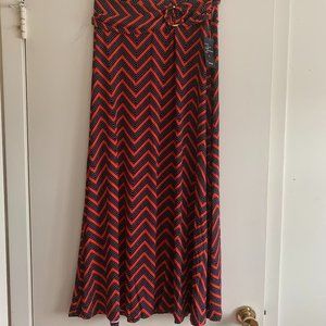 Black and Coral Maxi Skirt